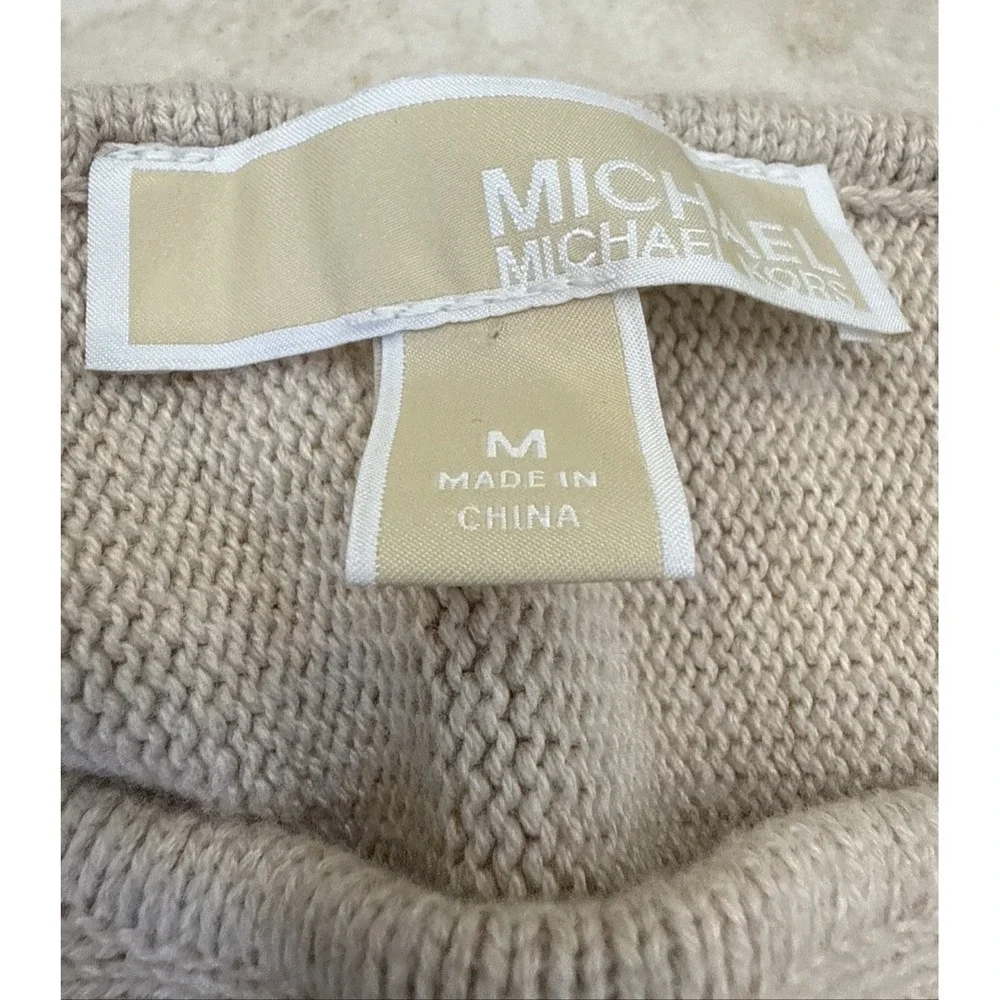 Michael Kors Womens Beige Long Sleeve Side Zip Knitted Pullover Sweater Size M